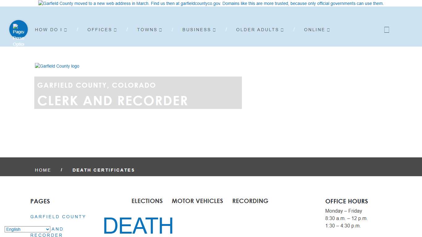 Death certificates – Clerk and Recorder